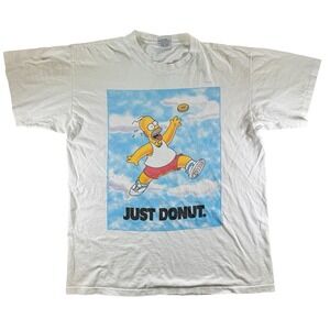 VTG 90s Homer Simpson Just Donut Nike Parody Shirt XL Stanley DeSantis Vintage
